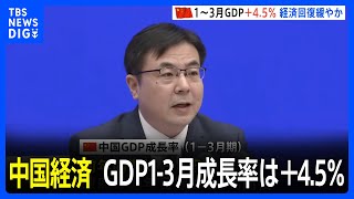 中国経済回復緩やか　GDP1-3月成長率は＋4.5％｜TBS NEWS DIG