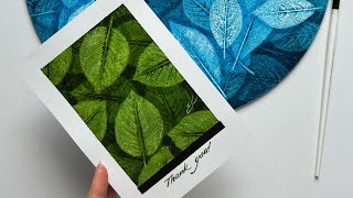 Easy leaf impressions painting / Depth green leaves painting / Leaf imprints / Acrylic painting