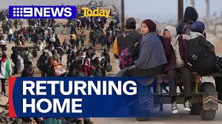 300,000 Palestinians to return home to the devastated Gaza Strip | 9 News Australia