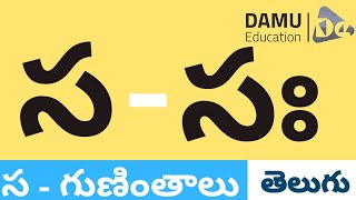 స - గుణింతం | స - తెలుగు గుణింతాలు | Easy to Learn Telugu Guninthalu | Damu Education Telugu #Damu