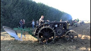 Hot bulb Landini tractors plowing competition