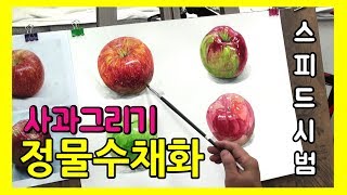 기초수채화 사과그리기 미술동영상 스피드 (Watercolor Painting)