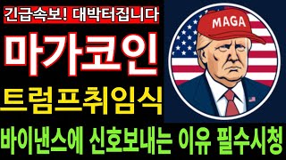 [마가코인] MAGA - 긴급속보 트럼프취임식 바이낸스에 신호보내는 이유 대박터집니다 필수시청 코미녀