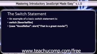 JavaScript Training Tutorial The Switch Statement