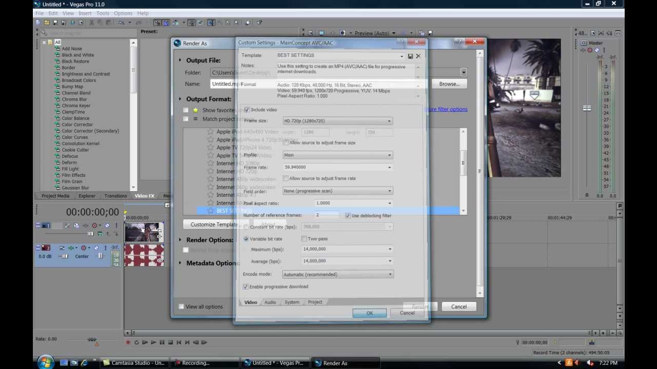 Best Render Settings For Sony Vegas