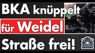 BKA räumt Straße mit Schlagstöcken für Alice Weidel! Gepanzerte Limousine für AfD? Riesa eskaliert!