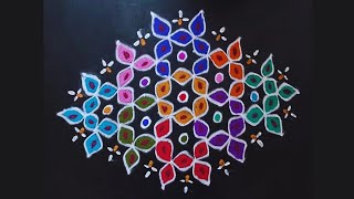 Day-20 Simple Rangoli design | Rangoli for beginners | 11*1 dots