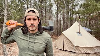 LIVING OFF GRID ALONE IN THE WOODS | Setting Up Base Camp | Ep.1