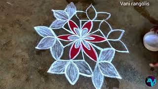 Friday flowers rangoli design 7×4 dots | Thai velli kolam | pandaga muggulu | vani rangolis