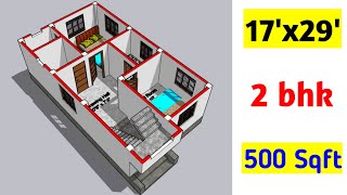 17x29 house plan || 17x 29 ghar ka naksha || 17x29 house design || 500 sqft