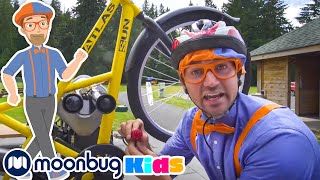 Blippi Explores Tenino City on His Bicycle - Working with Tools Song | Moonbug for Kids