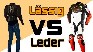 LÄSSIG VS. LEDER | Protektorenjacke Motorradjeans Lederkombi , Vergleich | MotoVlog