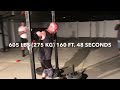 605 lbs 275 kg yoke walk 160 ft 48.75 meters 48 seconds