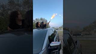 Mom and daughter set off fireworks in Dad's new car!#shorts