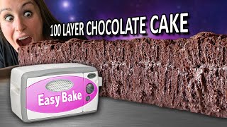 100 LAYER Chocolate Cake 🍰Using ONLY an EASY BAKE OVEN