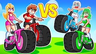 Techy \u0026 Emma Vs Ashley \u0026 Sage In Realistic Jumbo Bike Simulator...