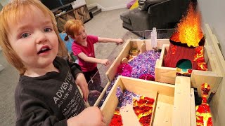 NEW PET HOUSE tour!!  Adley & Niko make a fun play park with VOLCANO don’t touch the Lava Floor! 🌋