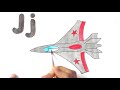 j for jet alphabet drawing and colouring page coloring pages