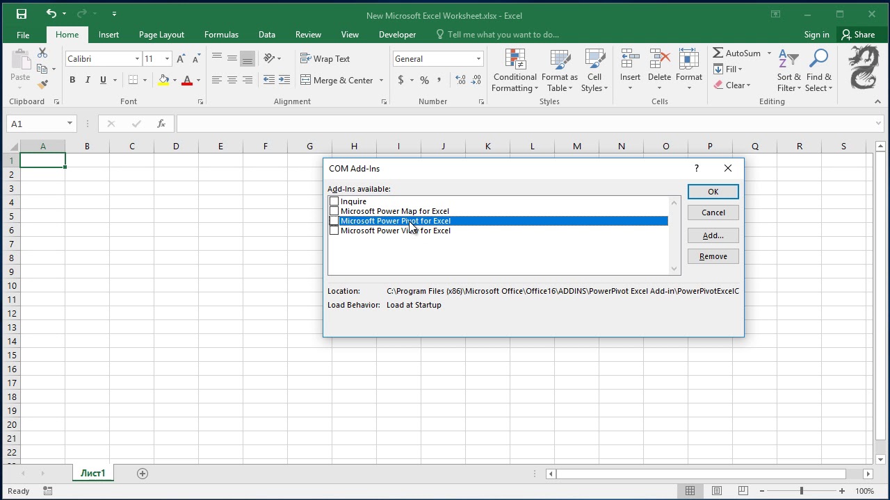 How To Enable The Powerpivot In Excel Youtube