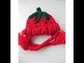 strawberry baby hat ear flap hat crochet red strawberry