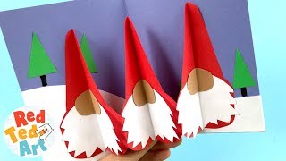 Easy Gnome Pop Up Card DIY - 3d Christmas Card Designs for Kids