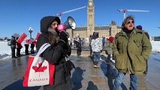 Anti-mandate protesters marched to Parliament Hill one week after removal of "Freedom Convoy"