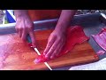 how to break down or process a salmon. gut gill fillet skin de bone.