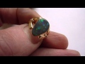 New 9ct Gold, Diamond & Natural Black Opal Ring