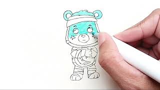 Drawing Funko Pop Care Bears X Universal Monster Bedtime Bear as The Mummy