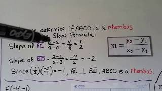 Geometry 6.5b, Apply & Identify Special Parallelograms in the Coordinate plane