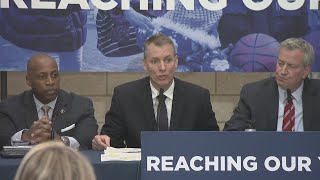 Mayor De Blasio, Police Officials Hold Monthly Crime Statistics Briefing