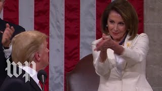 Nancy Pelosi claps for President Trump