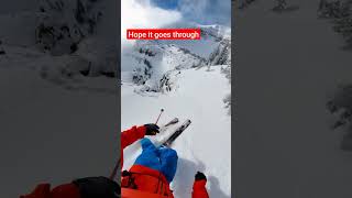 crazy skinny chute in Jackson hole! #skiing #extremesports #crazy