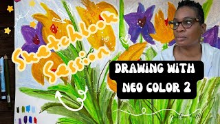 Sketchbook Session - Drawing with Caran d'Ache NeoColor 2 - Sketchbook Painting Ideas