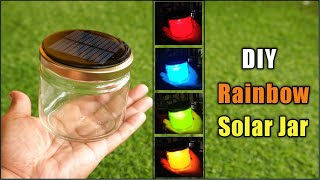 DIY Solar Powered Rainbow Mason Jar || Colour Changing  Solar Garden Light