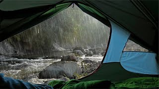 Sleeping in a tent with the sound of rain by the river. Ten hours of gentle rain without thunder