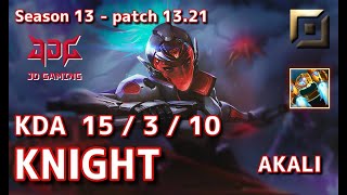 【KRサーバー/GM】JDG Knight アカリ(Akali) VS ジェイス(Jayce) MID - Patch13.21 KR Ranked【LoL】