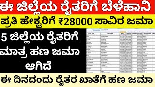 ರೈತರ ಖಾತೆಗೆ ₹28000 ಸಾವಿರ ಬೆಳೆಹಾನಿ ಪರಿಹಾರ ಜಮಾ/ಈ ಜಿಲ್ಲೆಗೆ ಮಾತ್ರ ಬೆಳೆಹಾನಿ ಜಮಾ/belehanipariharapayment