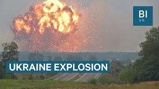 Dramatic video shows Ukrainian ammunition store exploding