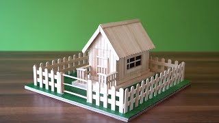 Making a small but beautiful ice cream stick house - complete tutorial for beginner