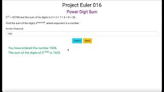 Project Euler 016 - Power Digit Sum