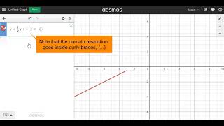 Piecewise Notation and Function Notation in Desmos