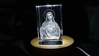 3D Crystal Jesus Figurine Statue with LED Light | AB Crystal Collection - FSRJ1