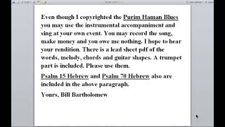 Purim Haman Blues Instrumental