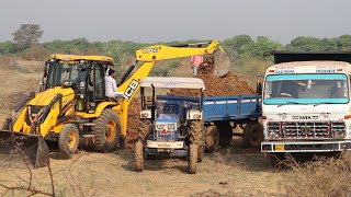 JCB 3dx Backhoe Loading Mud in Tata Truck | Swaraj 744 XT | John Deere 5310 Tractor