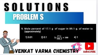 Mole percent of 17.1 g  of sugar in 89.1 g. of water is (approximately)