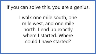 How To Solve Elon Musk's Favorite Riddle - 1 Mile South, 1 Mile West, 1 Mile North