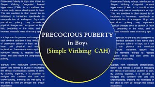 Understanding Simple Virilizing Congenital Adrenal Hyperplasia (CAH) in Boys