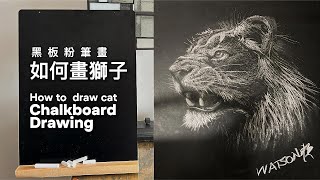 【示範】黑板粉筆畫動物寫實素描｜如何畫獅子