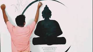 Buddha Drawing /Wall Painting - BLACK BUDDHA WALL PAINTING